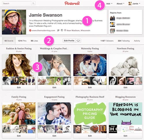Pinterest Boards and Profile