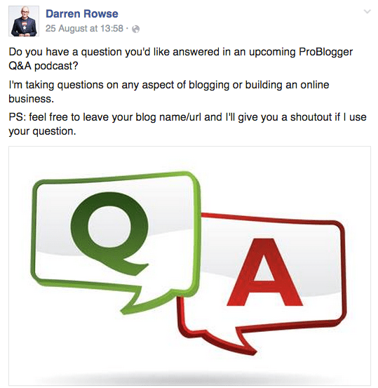 Problogger call out for listener questions